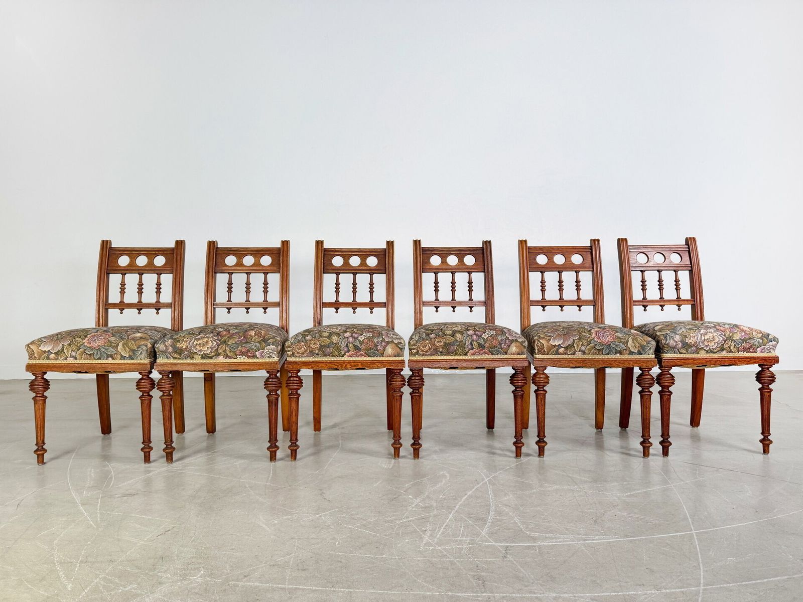 Set Of 6 Original Art Nouveau Chairs Antique Dining Chair Carving photo furniture