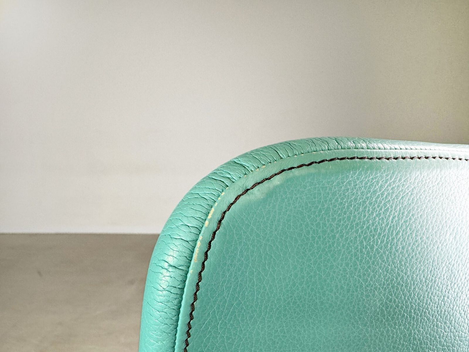 Original Moroso Armchair Leather Blue Turquoise Patricia Urquiola Swivel photo vintage
