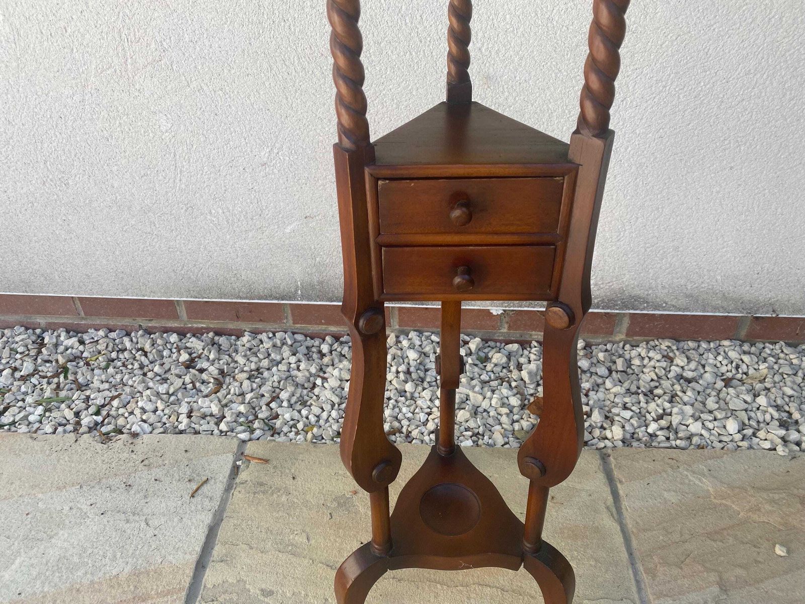 Antique Vintage Oak Plant Stand With Barley Twist Legs / Side Table / Lamp Table Arts And Crafts photo Home Decor