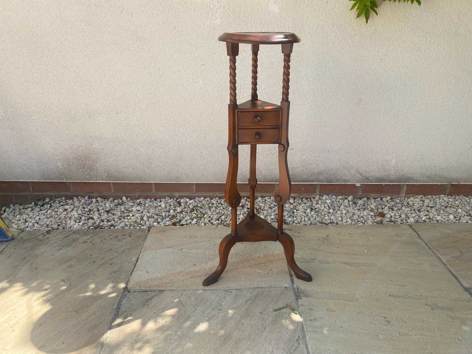 Antique Vintage Oak Plant Stand With Barley Twist Legs / Side Table / Lamp Table Arts And Crafts photo vinterior
