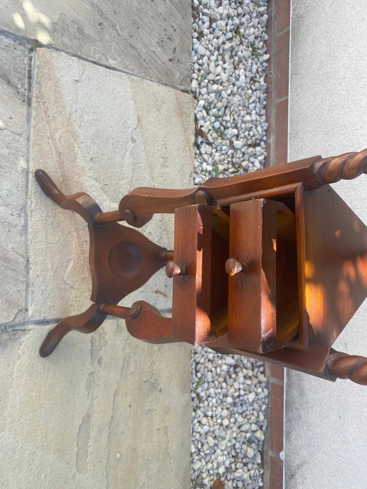 photo for sale Antique Vintage Oak Plant Stand With Barley Twist Legs / Side Table / Lamp Table Arts And Crafts