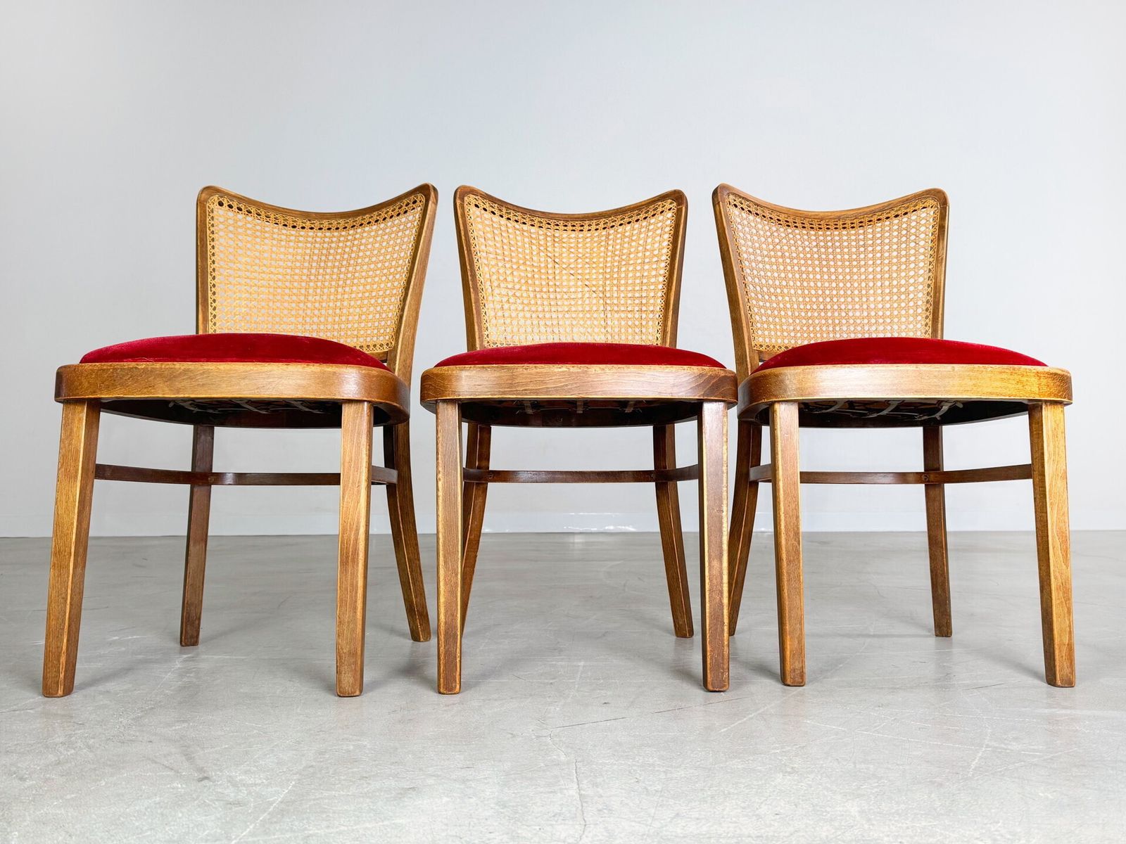 Original Set Of 3 Thonet A811/1 Chairs Josef Hoffmann 1951 Upholstered photo for sale