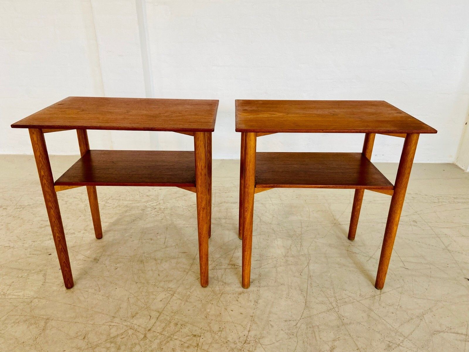 795.0 Vintage Danish  Mid Century Teak And Oak Bedside Tables  By Næstved Møbelfabrik photo