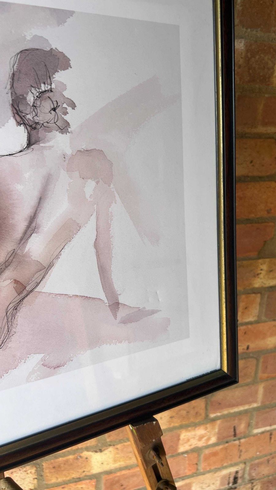 Contemporary Nude Figure Watercolour Print In Vintage Frame photo buy