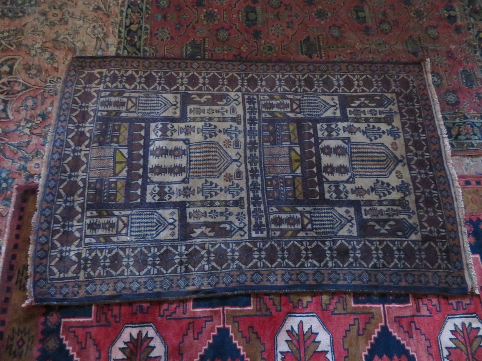 photo for sale Unusual Mosque Design Afghan Rug. Herat Region. 133cm X 85cm.