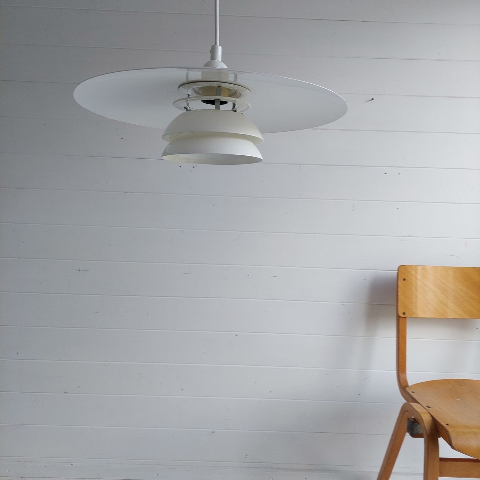 Mid Century  Ikea 'Vinter' Pendant Lamp Vintage Metal Triple Ring Ceiling Light Louis Poulsen Style 90s photo vinterior