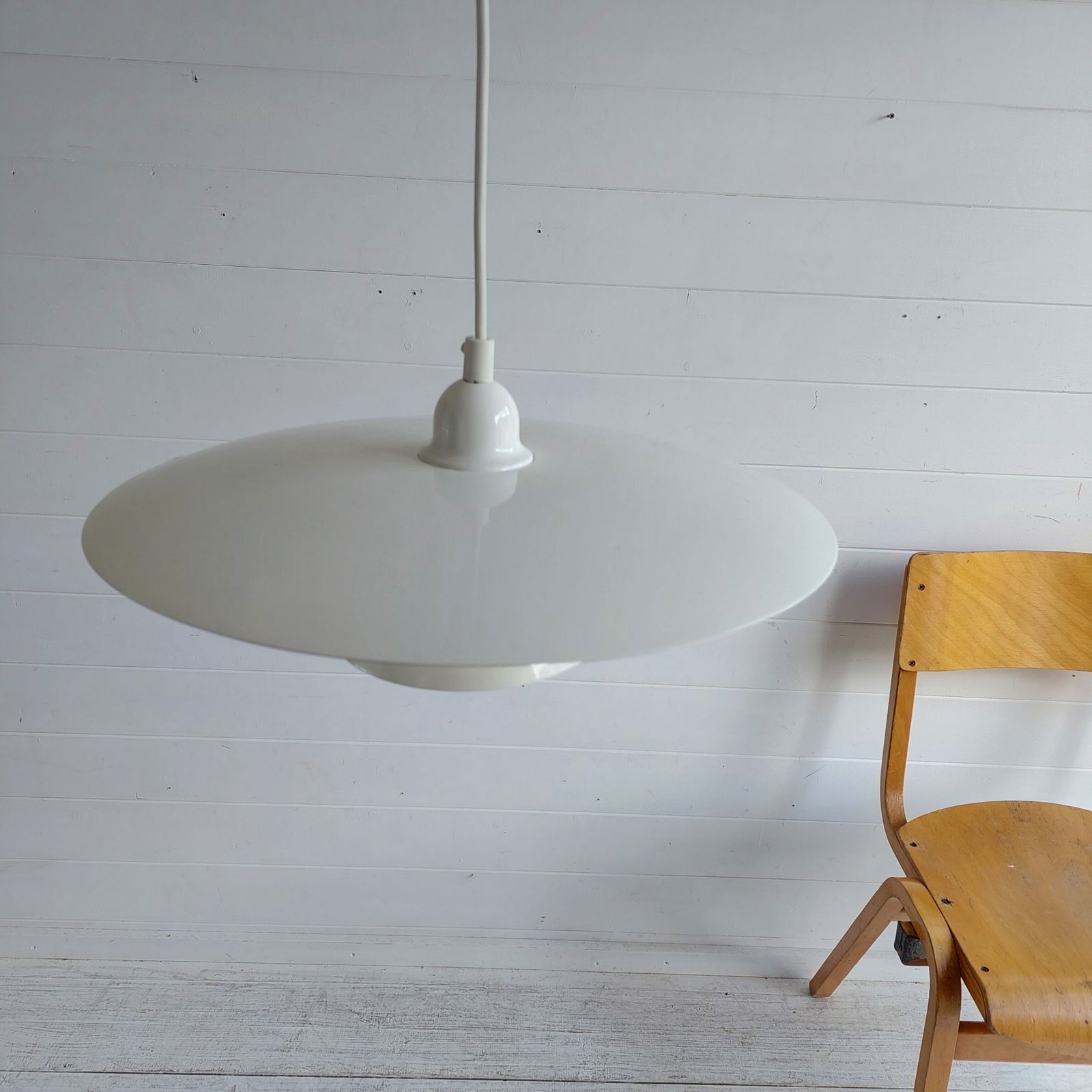 photo buy Mid Century  Ikea 'Vinter' Pendant Lamp Vintage Metal Triple Ring Ceiling Light Louis Poulsen Style 90s