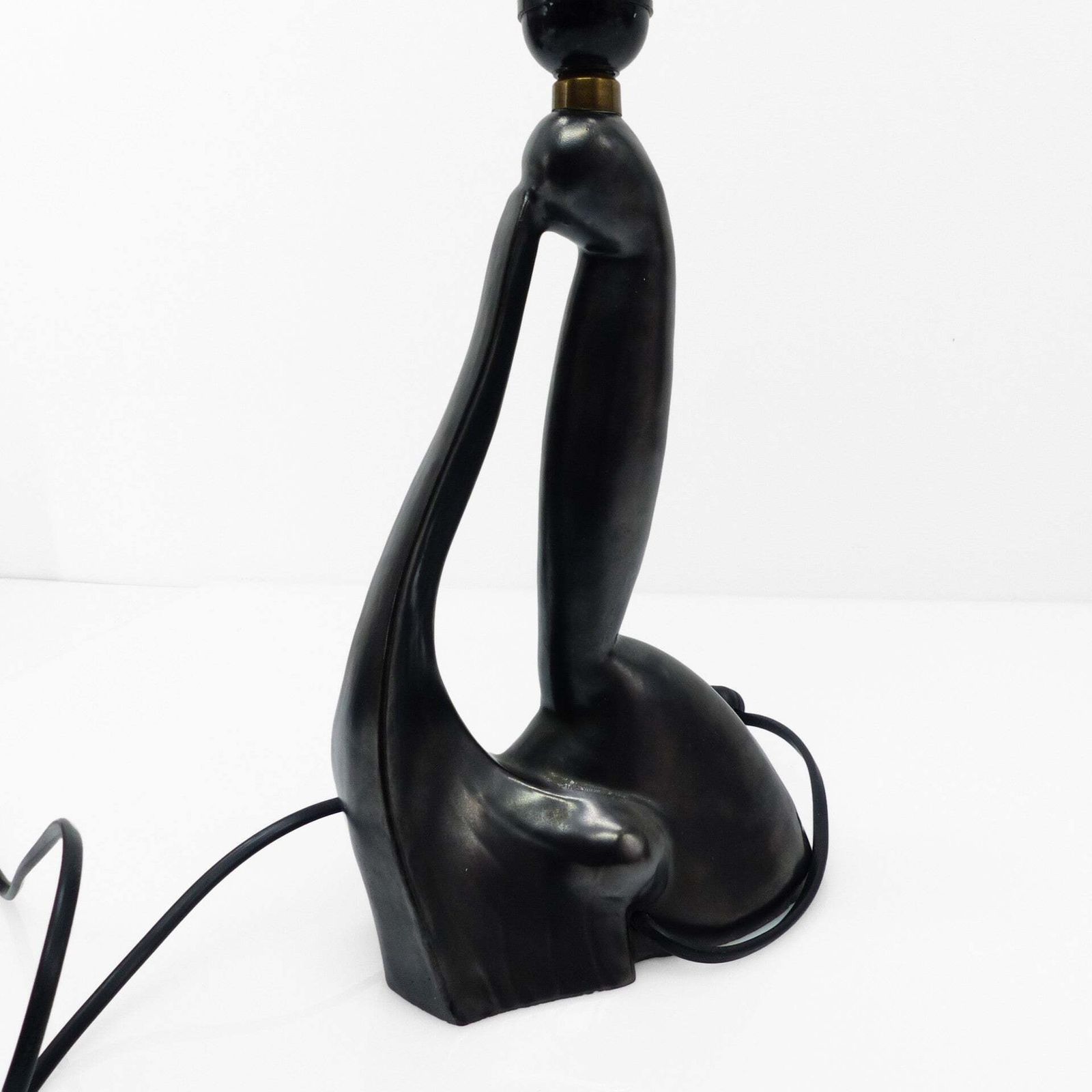 Anthropomorphic Sculptural Lamp In Black Ceramic By Gil Agnoloni, Italy, 1950 photo for sale