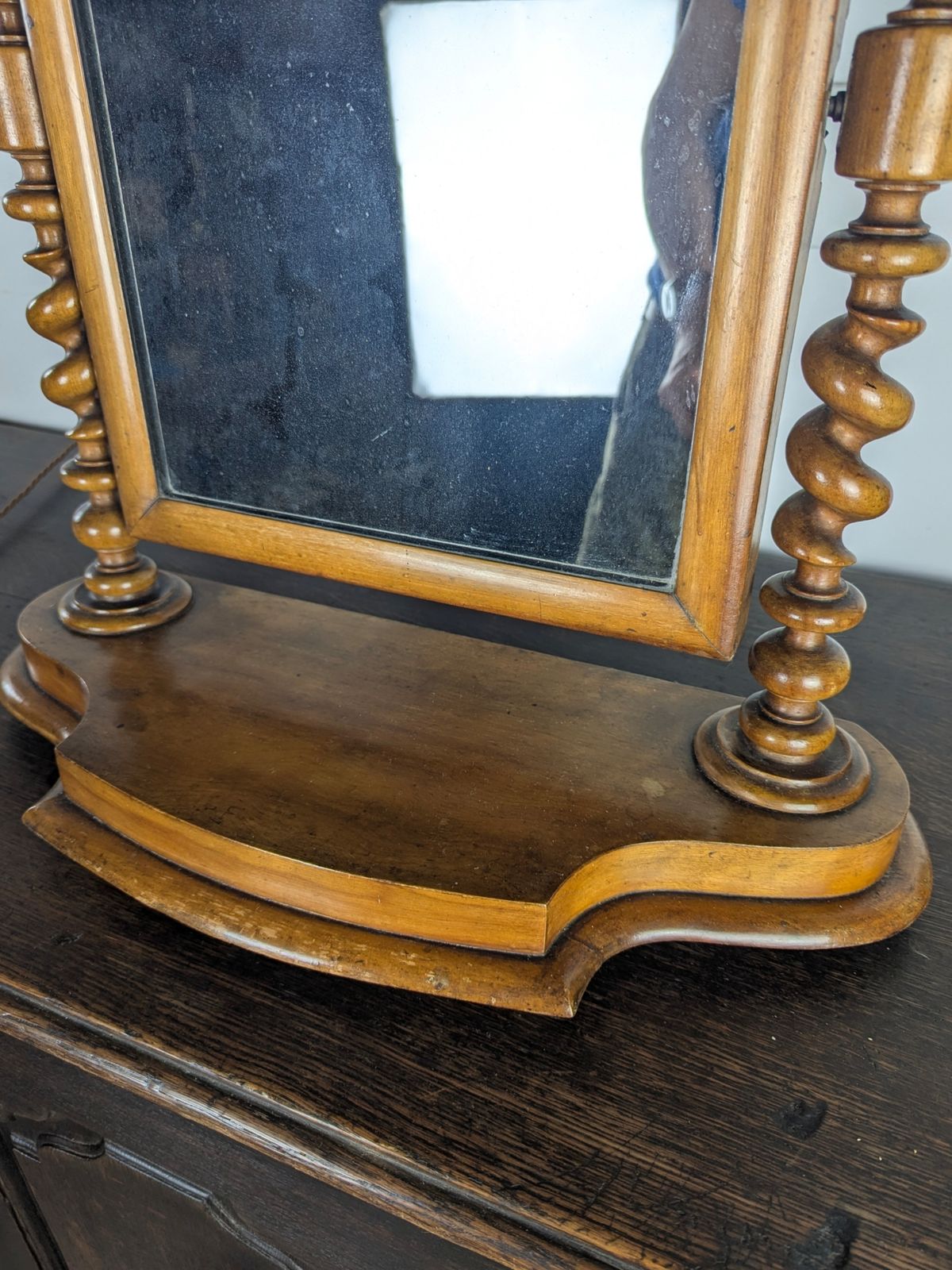 Victorian Satinwood Barley Twist Toilet Mirror With Mercury Glass Plate photo vinterior