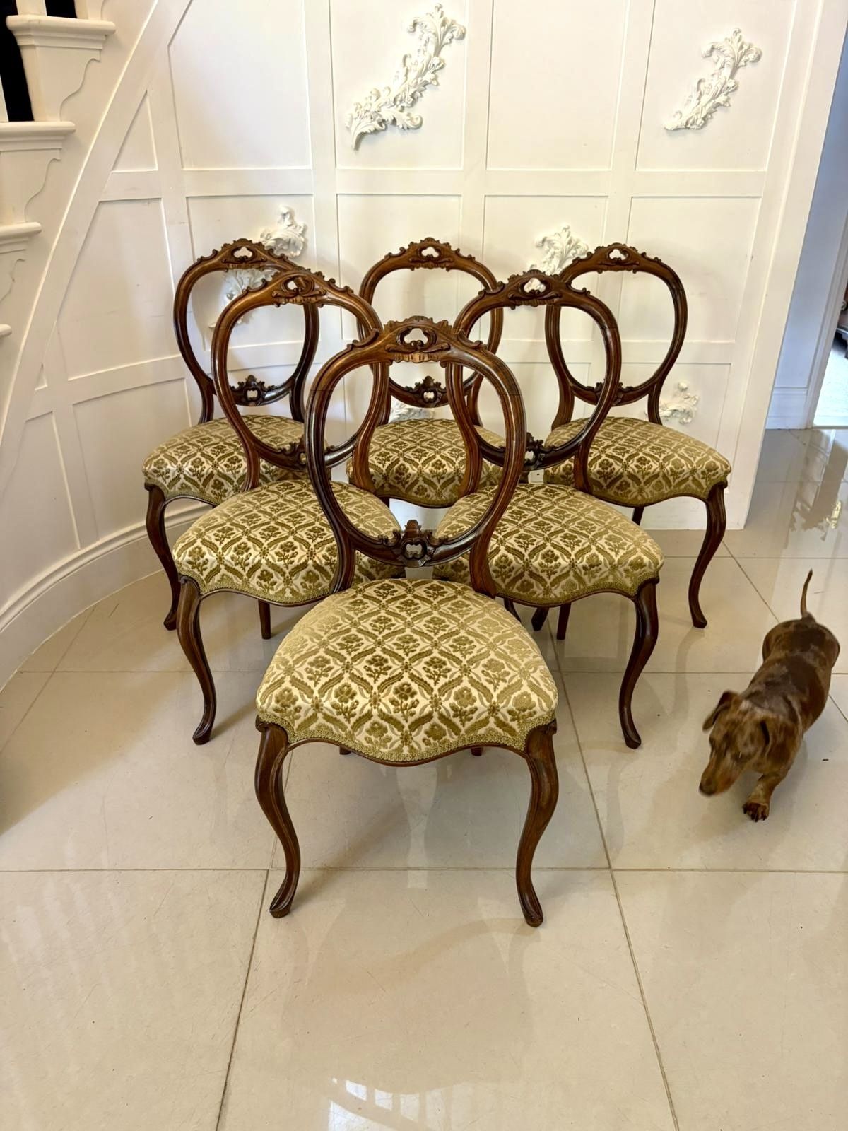 Outstanding Quality Antique 19th Century Set Of Six Carved Walnut Dining Chairs photo for sale