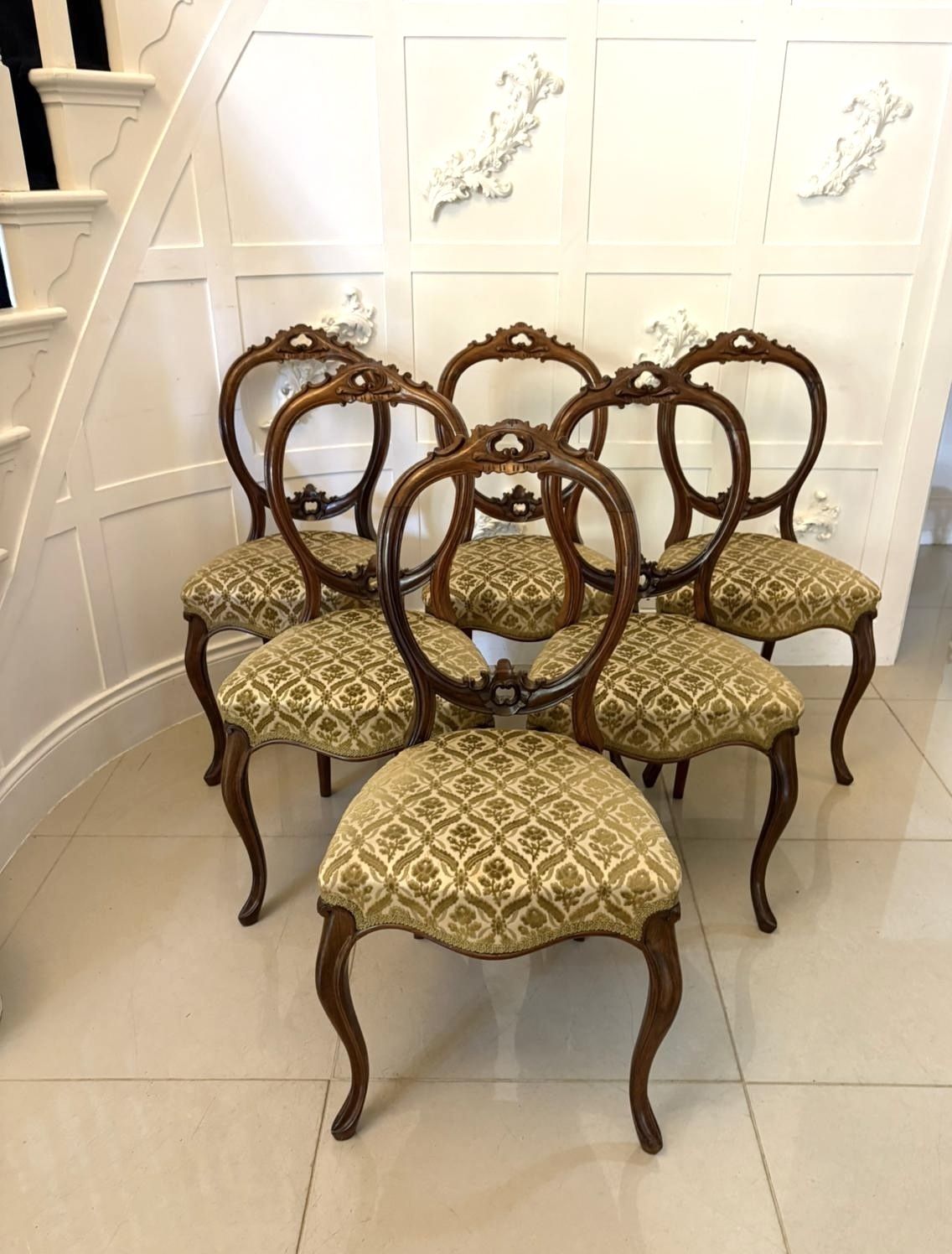 Outstanding Quality Antique 19th Century Set Of Six Carved Walnut Dining Chairs photo vinterior