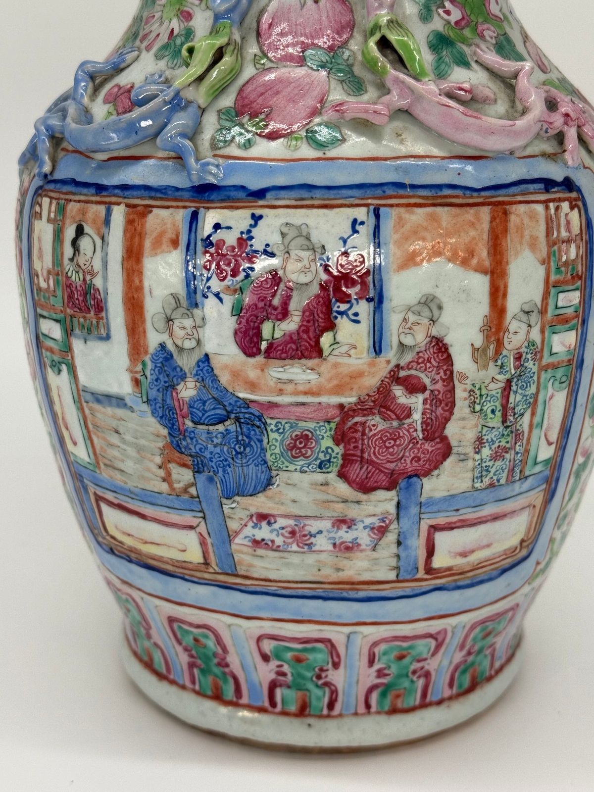 photo furniture Pair Of Chinese Famille Rose Baluster Form Vases, 19th Century