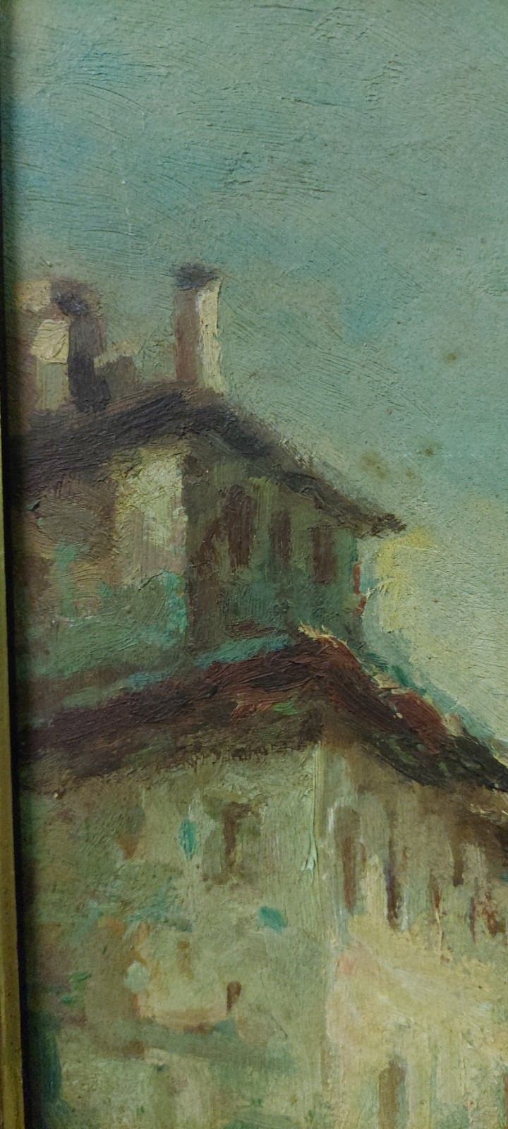 Antique Oil Painting On Faesites Early 900s Country Glimpse With Characters photo buy