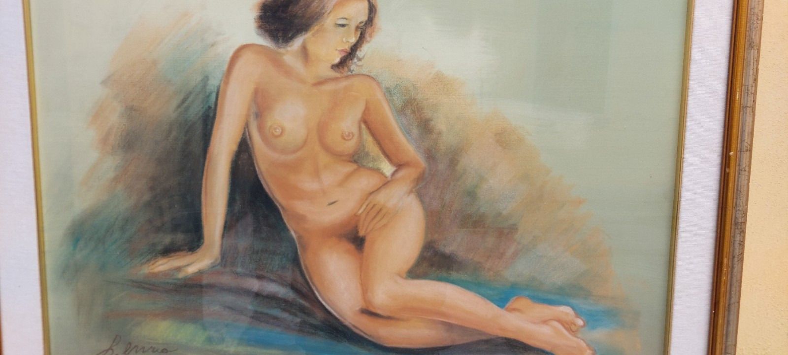 Oil Painting On Female Nude Canvas 50x70 Cm 60s/70s photo furniture