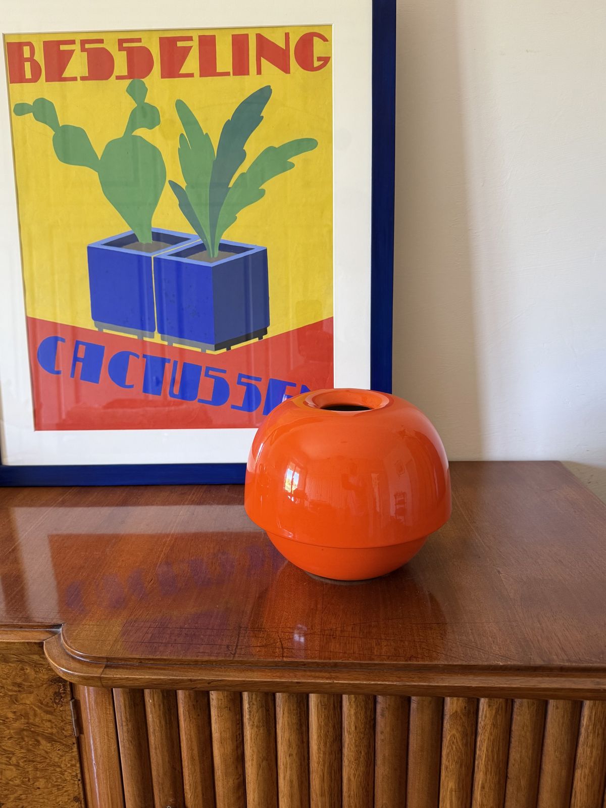 Space Age Orange Ceramic Vase, Sicart Italy Ca. 1970 photo for sale