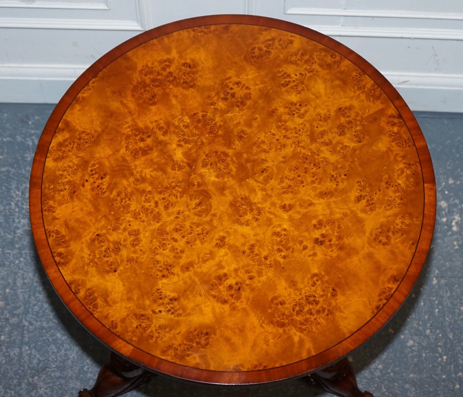 photo furniture Stunning Fully Restored French Empire Style Burr Walnut Side Wine Lamp End Table