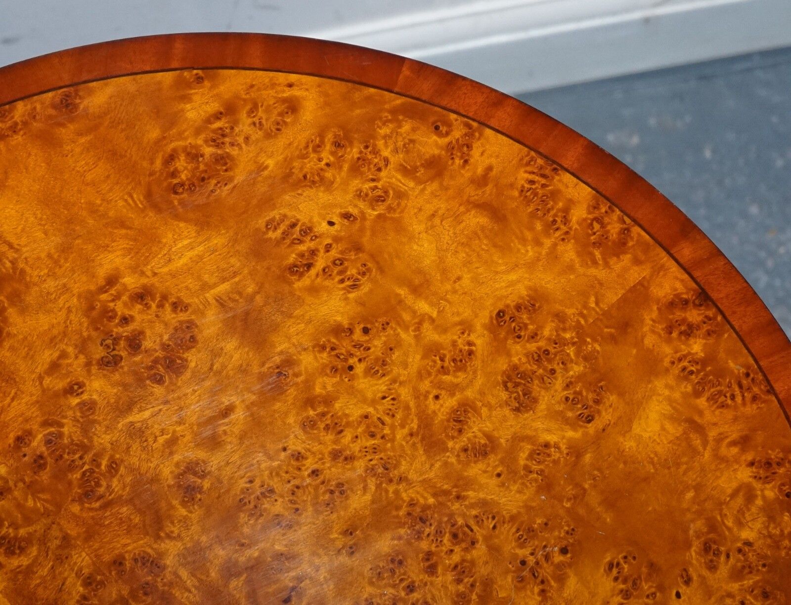Furniture Stunning Fully Restored French Empire Style Burr Walnut Side Wine Lamp End Table photo