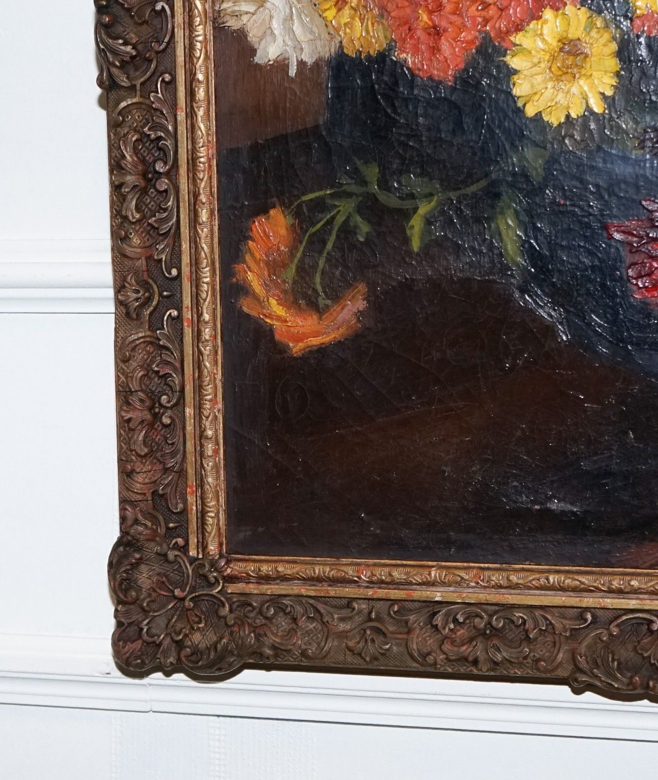 Still Life Painting Floral Bouquet Gilted Frame Signed Russel White 1953 photo buy