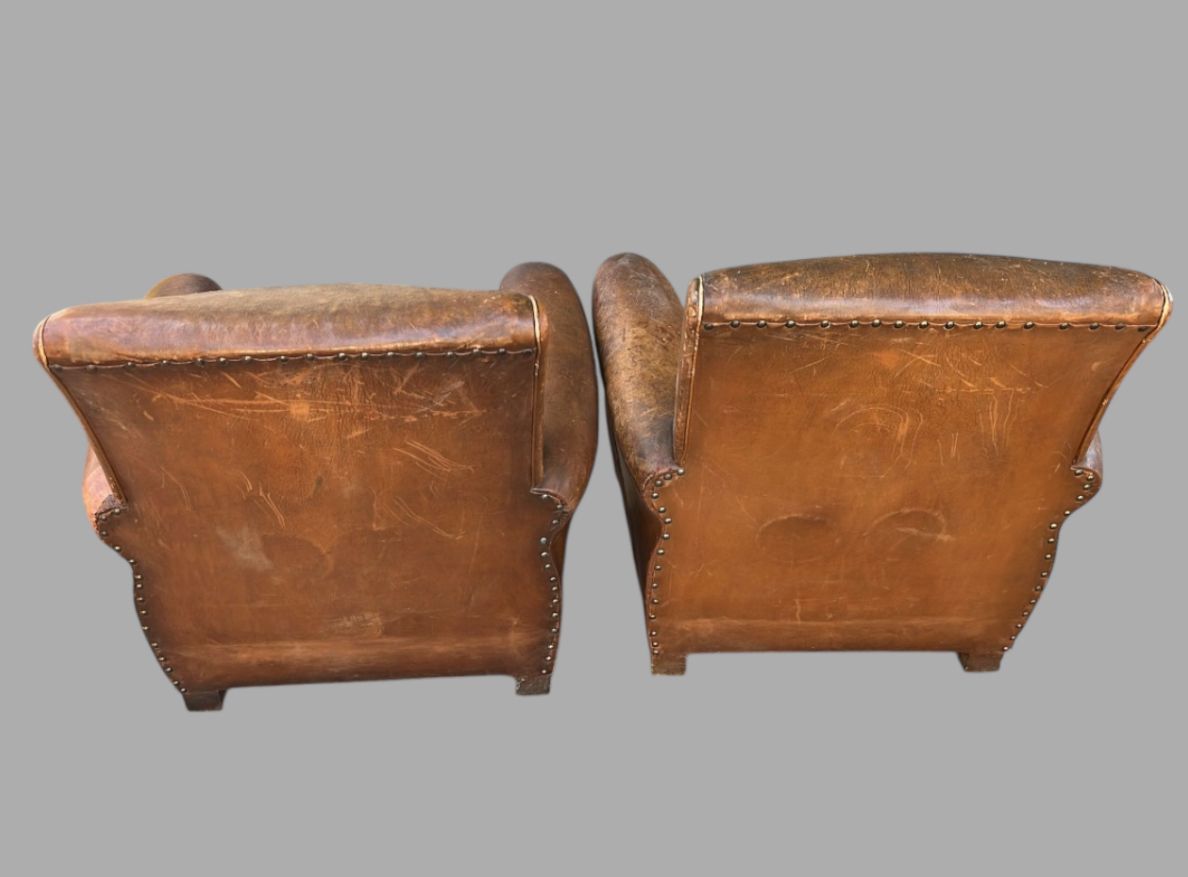 A Superb Pair Of French Art Deco Faux Leather Club Chairs photo Furniture