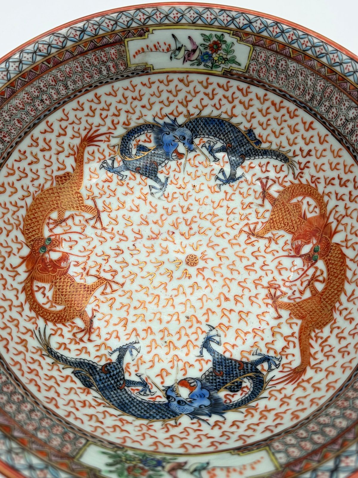 Fantastic Antique Chinese Dragon Punch Bowl, Qing Period, Late 19th / Early 20th Century photo 400.0