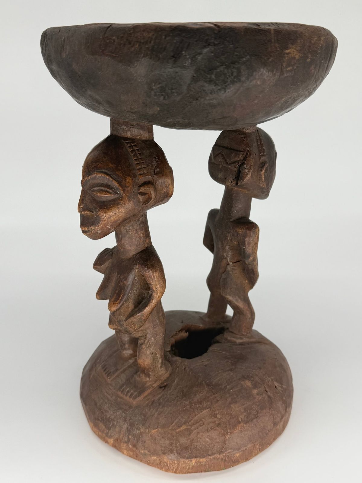 Yoruba Figural Stool, Nigeria, Early 20th Century