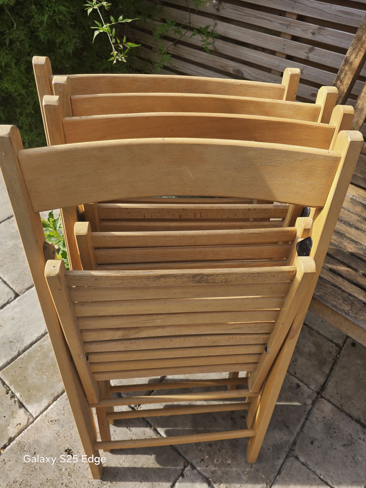 Set Of 4 Vintage Wooden Folding Chairs photo vintage