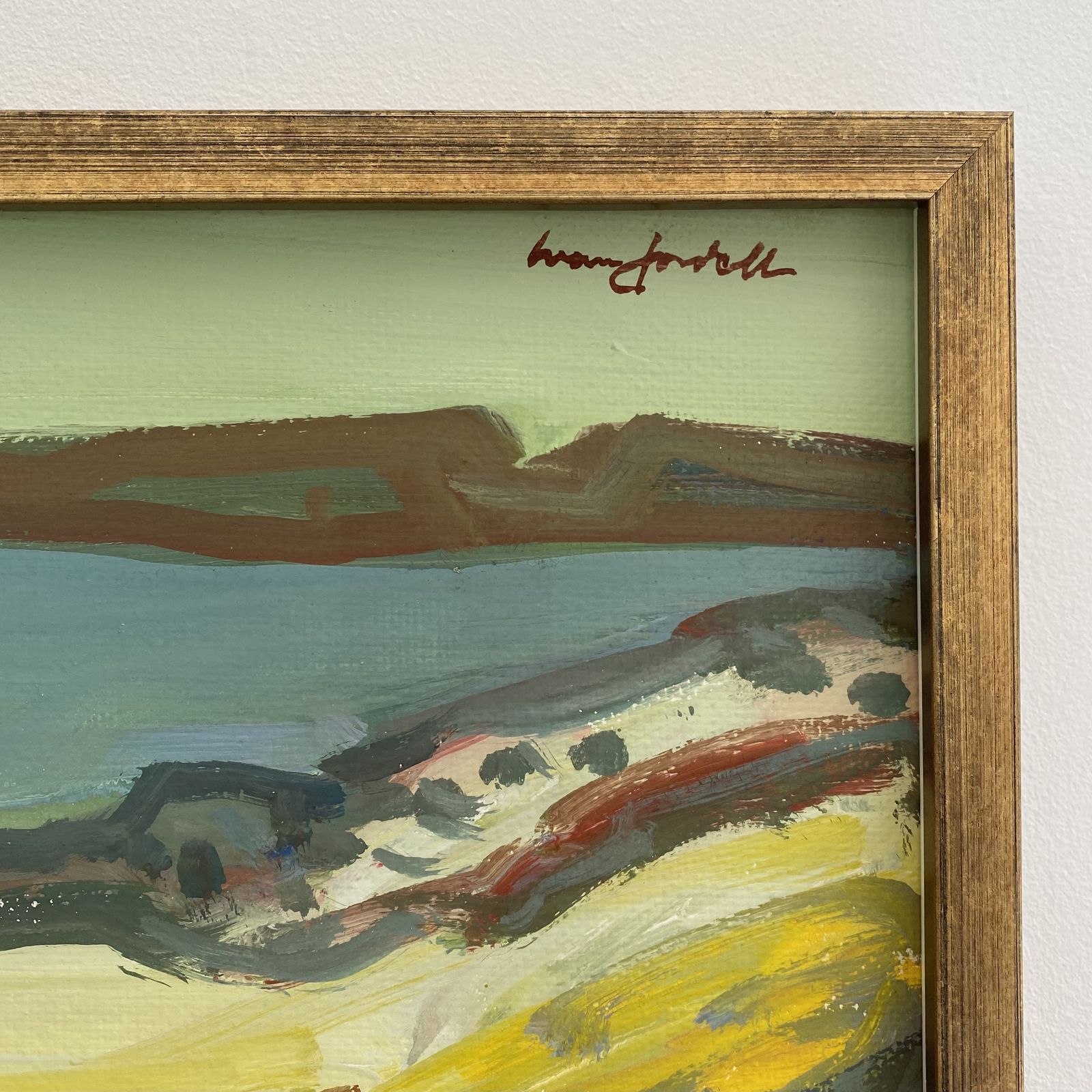 Mid Century Modernist Landscape Painting By Ivan Jordell photo vintage