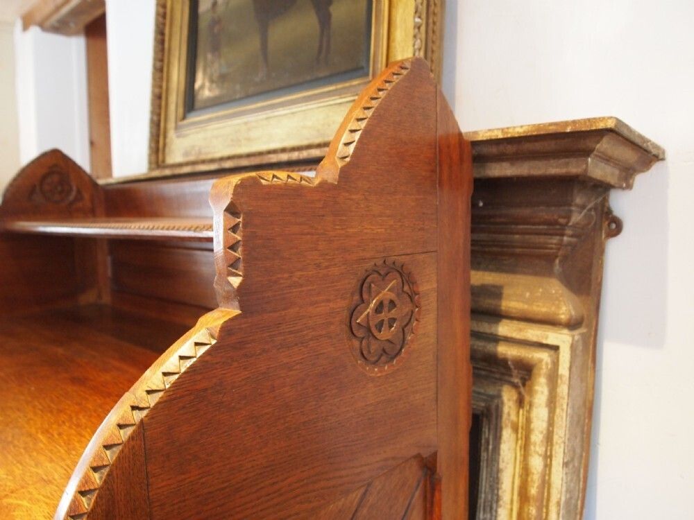 Chest Of Drawers Rare Arts And Crafts Victorian Gothic Oak C1870