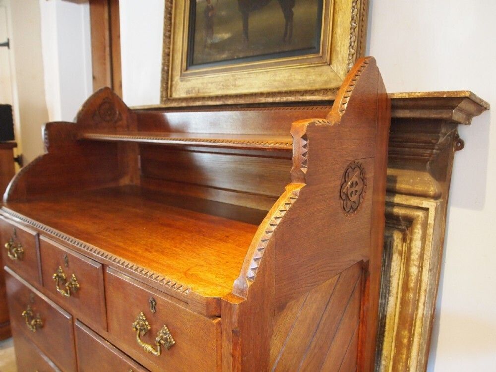 Chest Of Drawers Rare Arts And Crafts Victorian Gothic Oak C1870 photo furniture