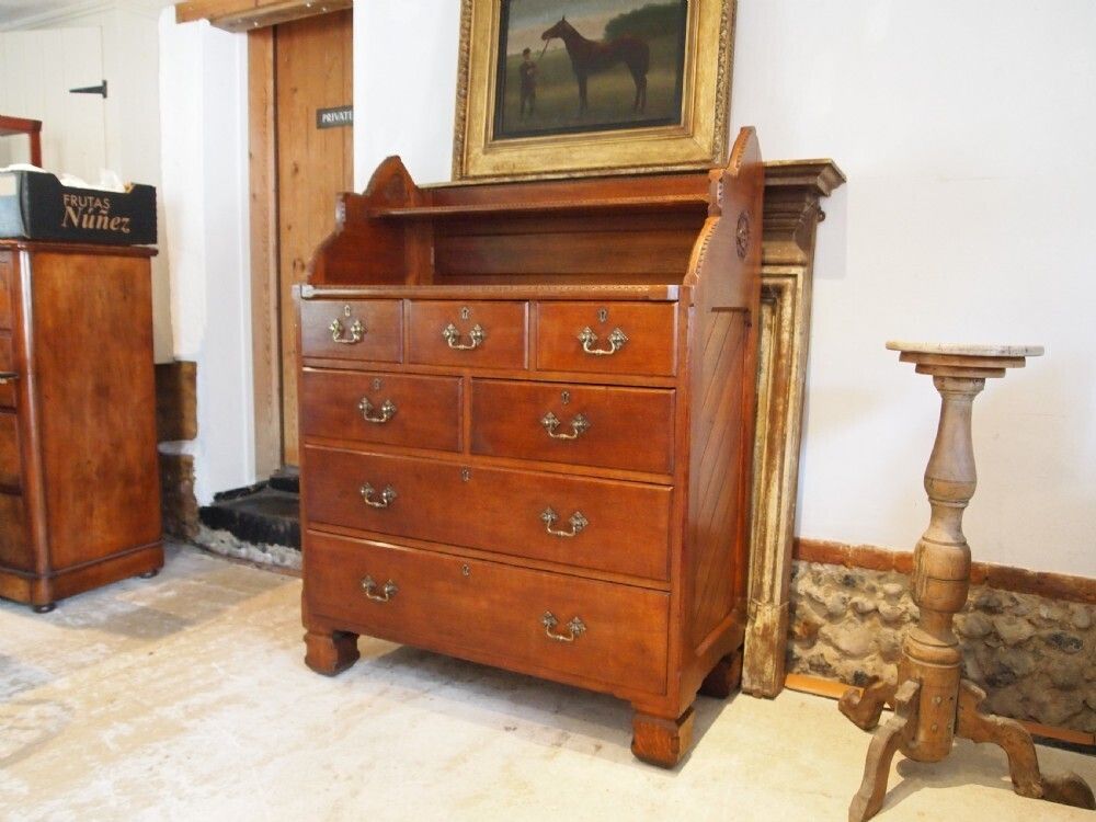 895.0 Chest Of Drawers Rare Arts And Crafts Victorian Gothic Oak C1870 photo
