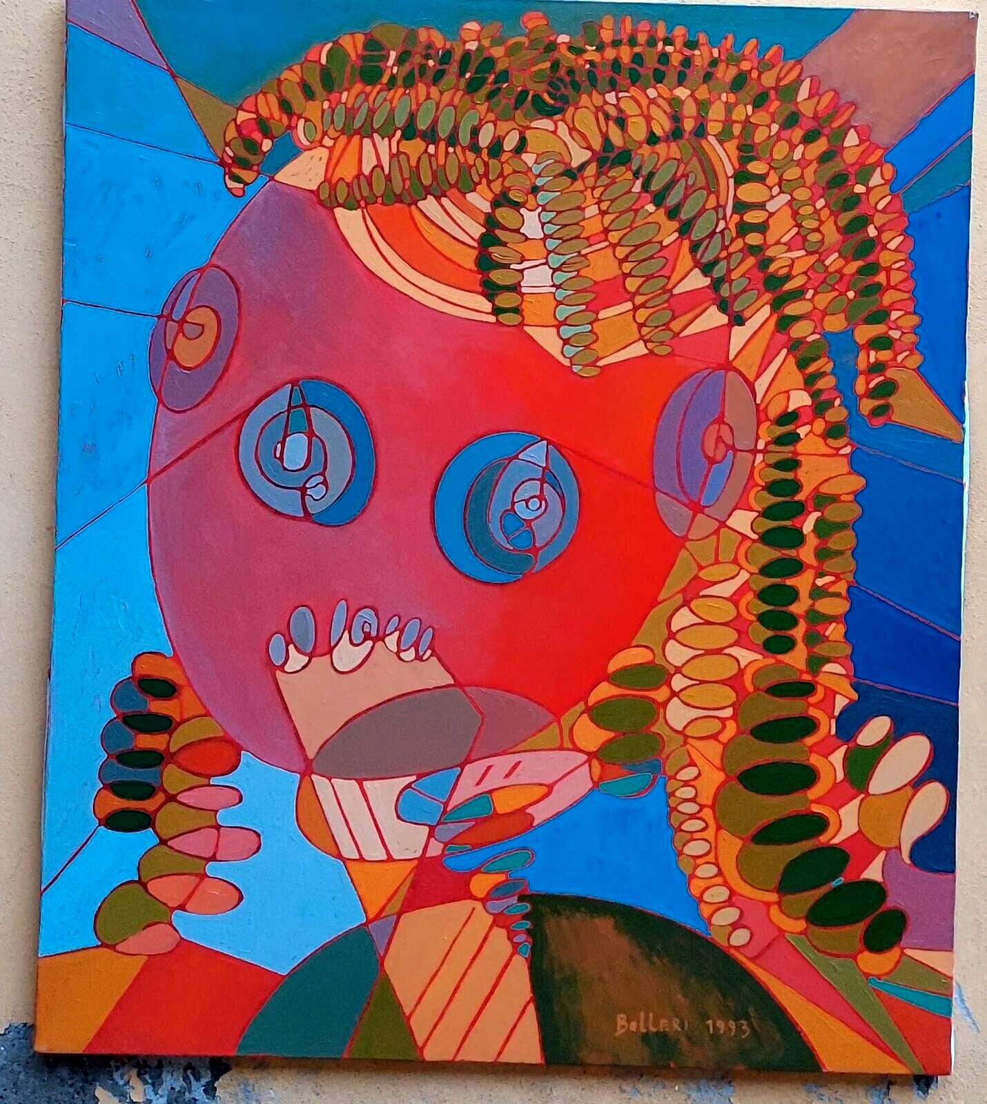 Oil Painting Abstract Industrial Franco Danceri 1993 Oil On Canvas photo for sale