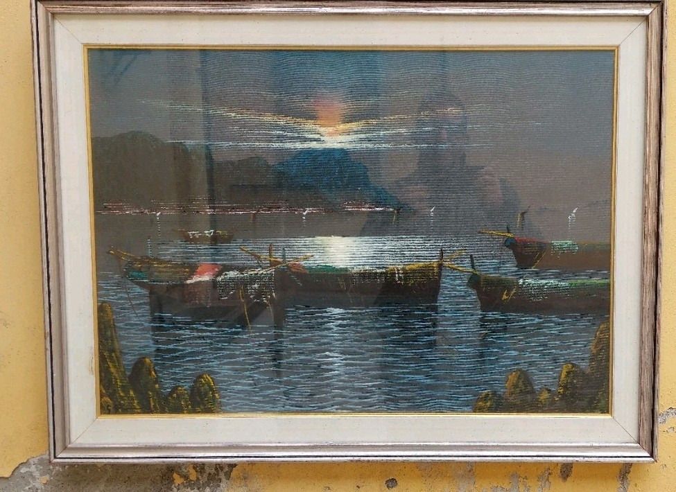 Oil Painting On Canvas Sea Landscape 50x70 Cm 60s 70s photo furniture