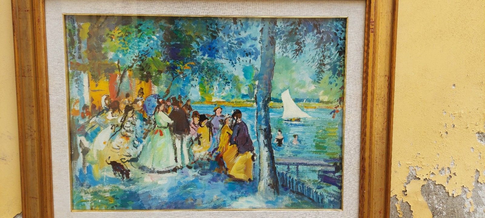 Oil Painting On Canvas "Parisian" 50x70 Cm 60s 70s Belle Epoque photo for sale