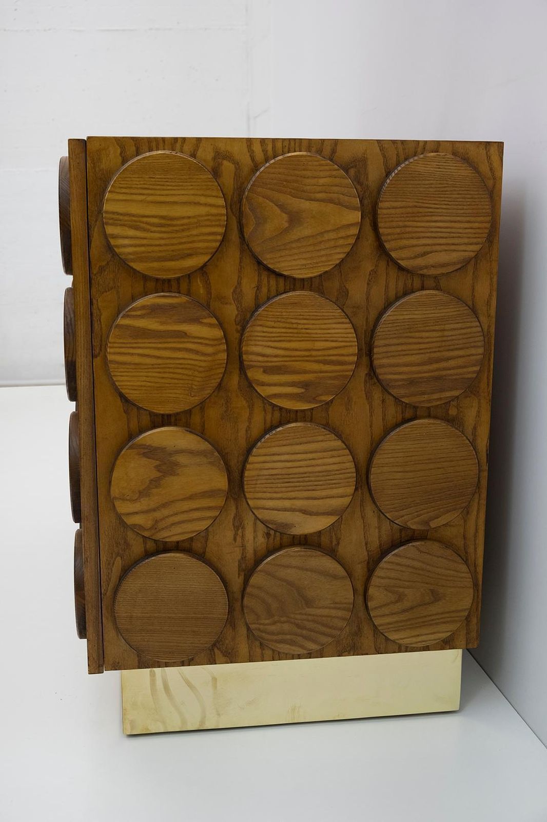 photo furniture Brutalist Italian Chestnut Wood And Brass Bar Cabinet, 1970s