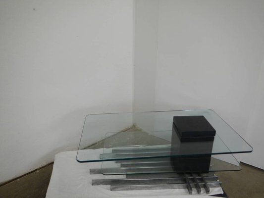 photo for sale Tempered Glass Coffee Table By Vittorio Dassi, 1960s
