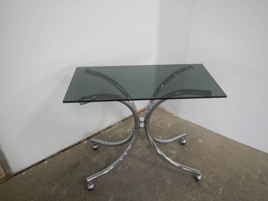 Coffee Table With Wheels And Smoked Glass, 1960 photo furniture
