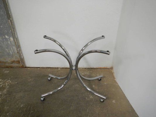 Coffee Table With Wheels And Smoked Glass, 1960 photo vintage