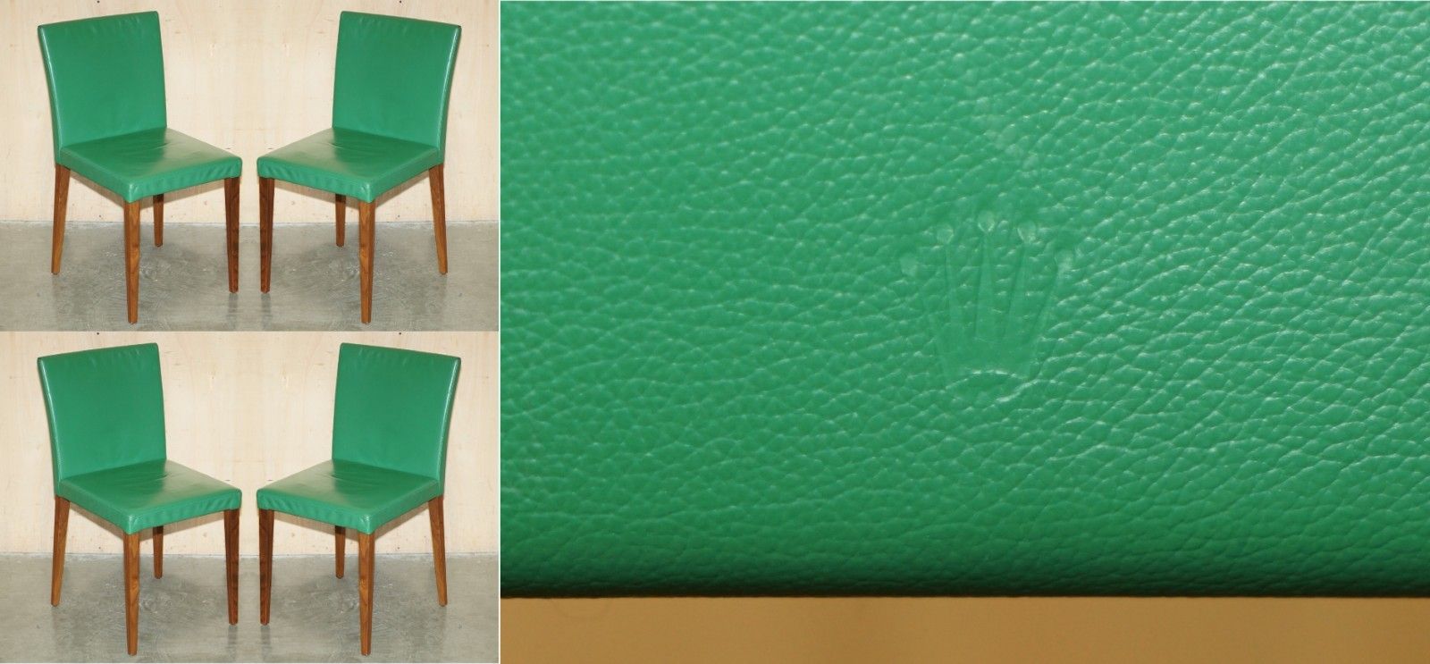 Four Important & Rare Original Rolex Green Leather Boutique Dealers Armchairs