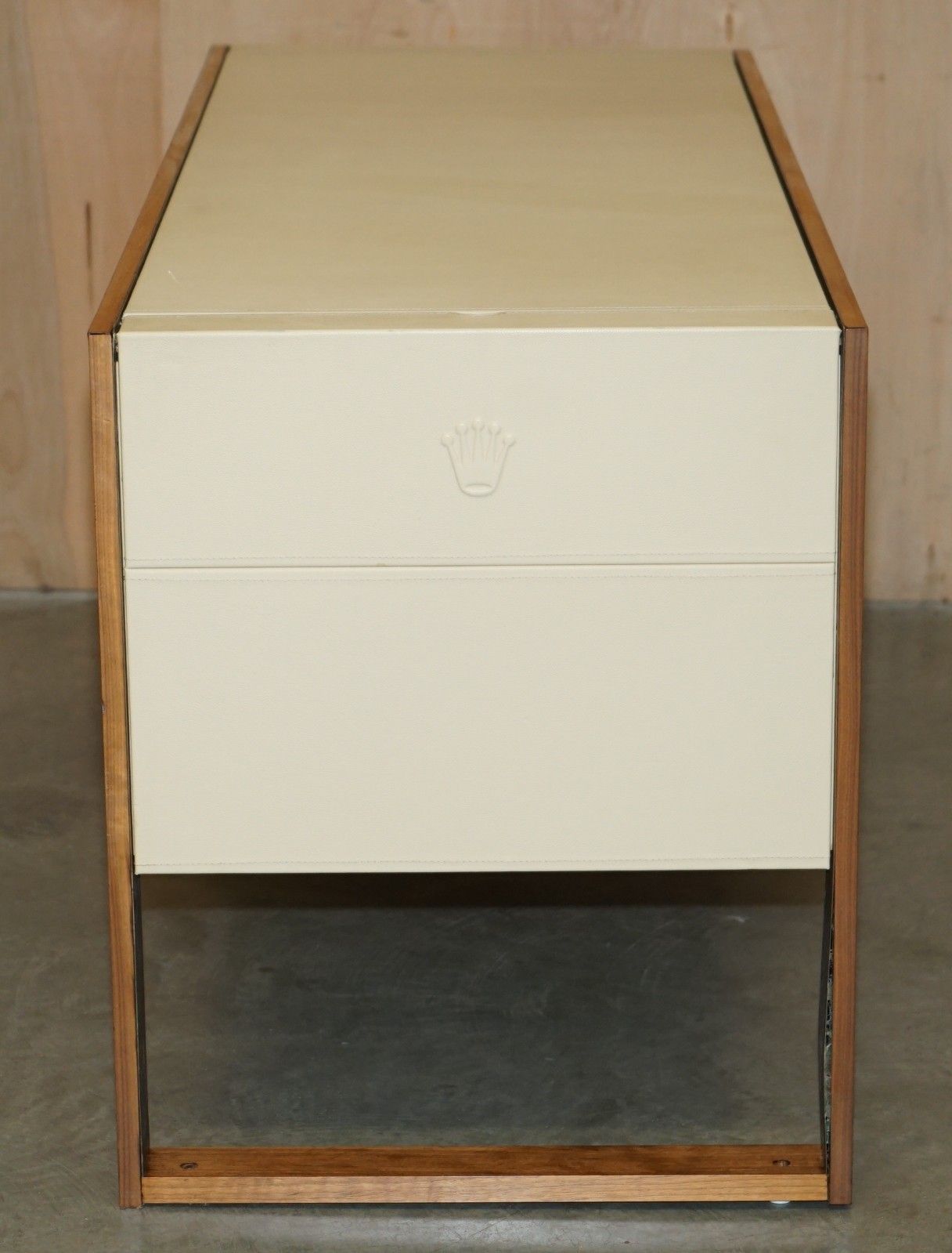 Rare Original Hand Made Leather Upholstered Rolex Ad Boutique Dealers Guest Desk photo vintage