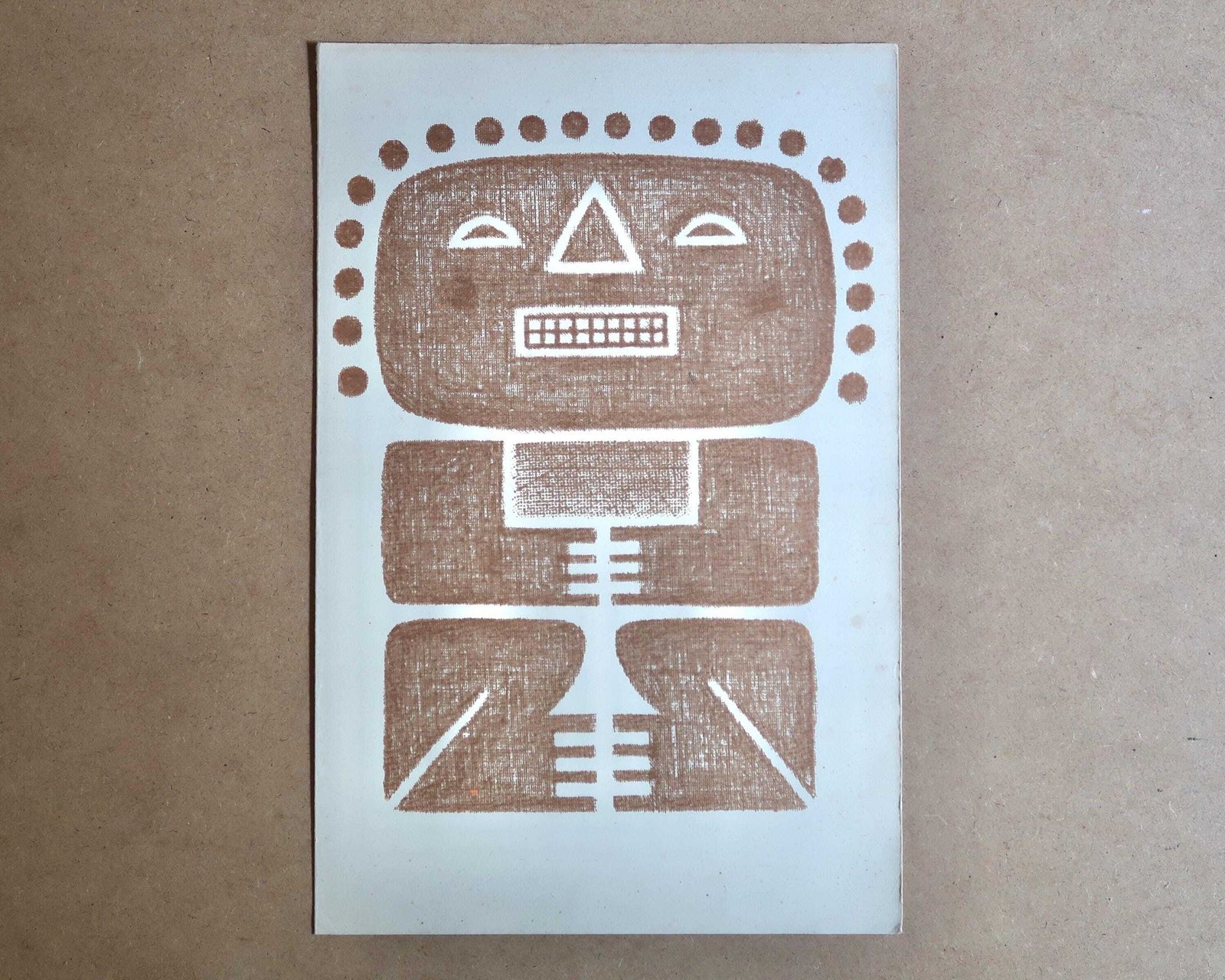 Original Pre Colombian Print By Georges Arnulf, 1967 / Tolima, Calima, Quimbaya Style