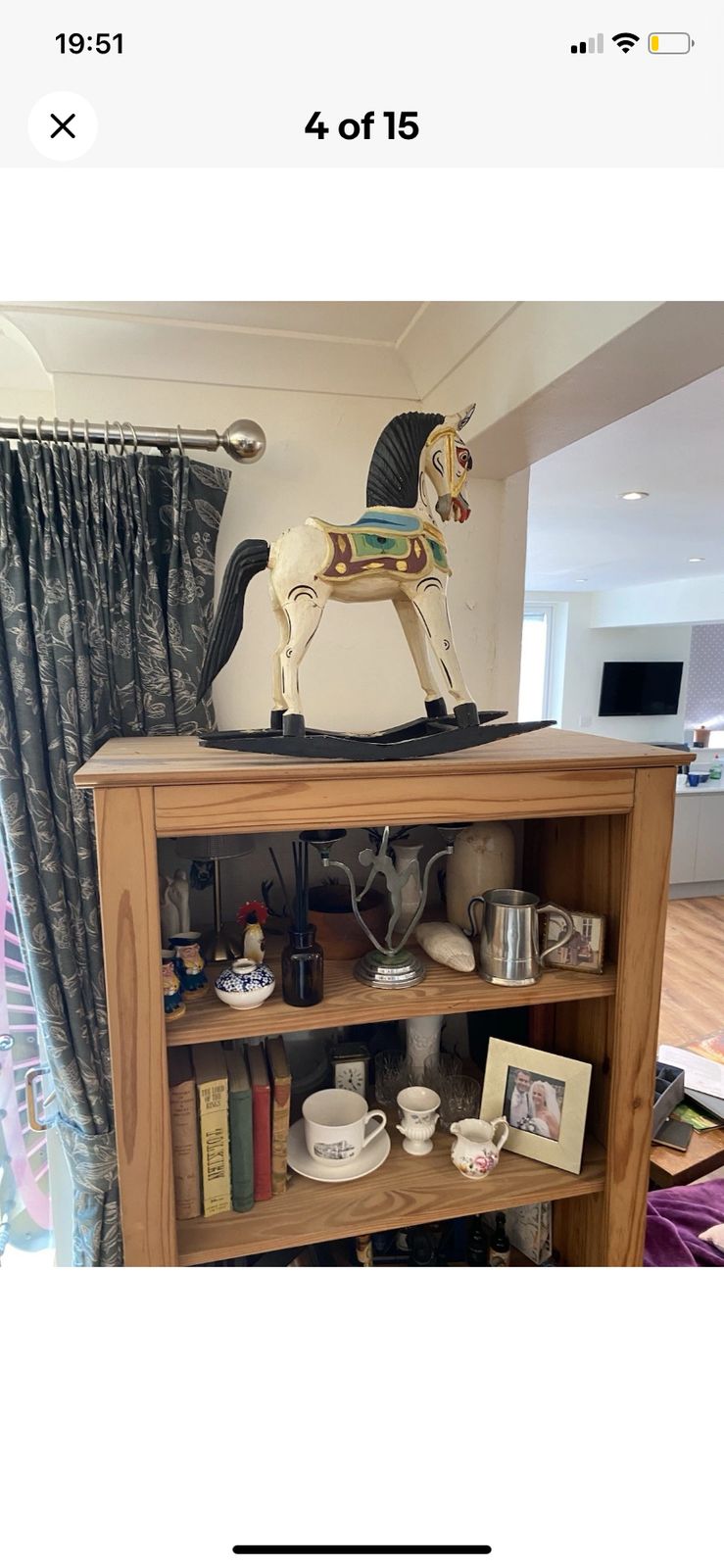 Antique Wooden Rocking Horse Multicoloured Gold Handmade Hand Paint Art photo furniture