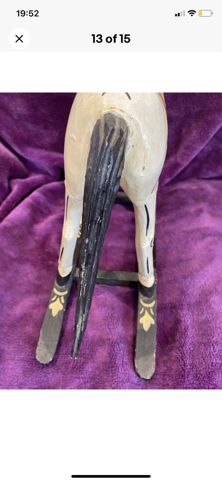 Antique Wooden Rocking Horse Multicoloured Gold Handmade Hand Paint Art photo vintage
