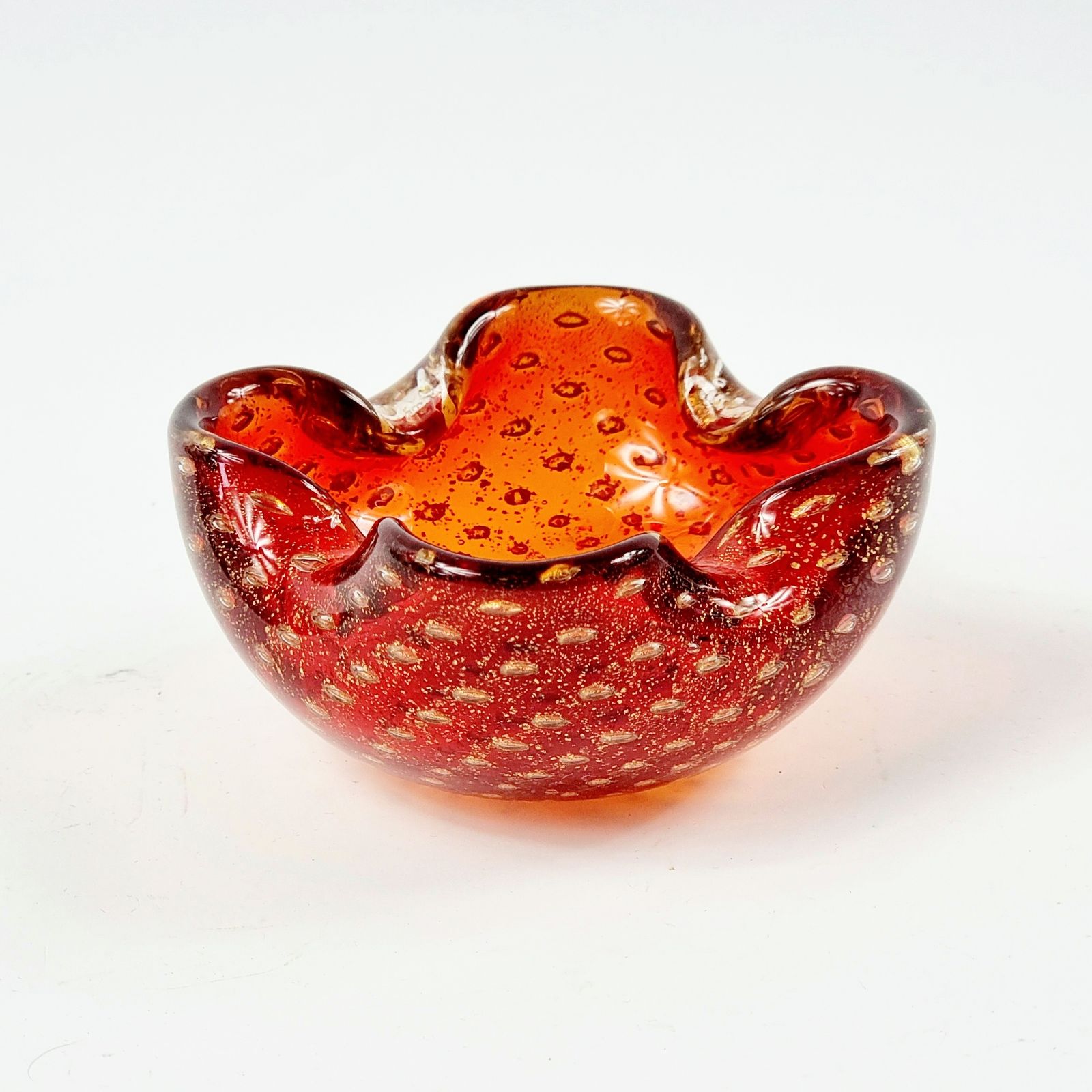 Mid Century Murano Glass Catchall Or Ashtray With Gold Dust & Air Bubbles From Barovier & Toso, Italy, 1960s photo furniture