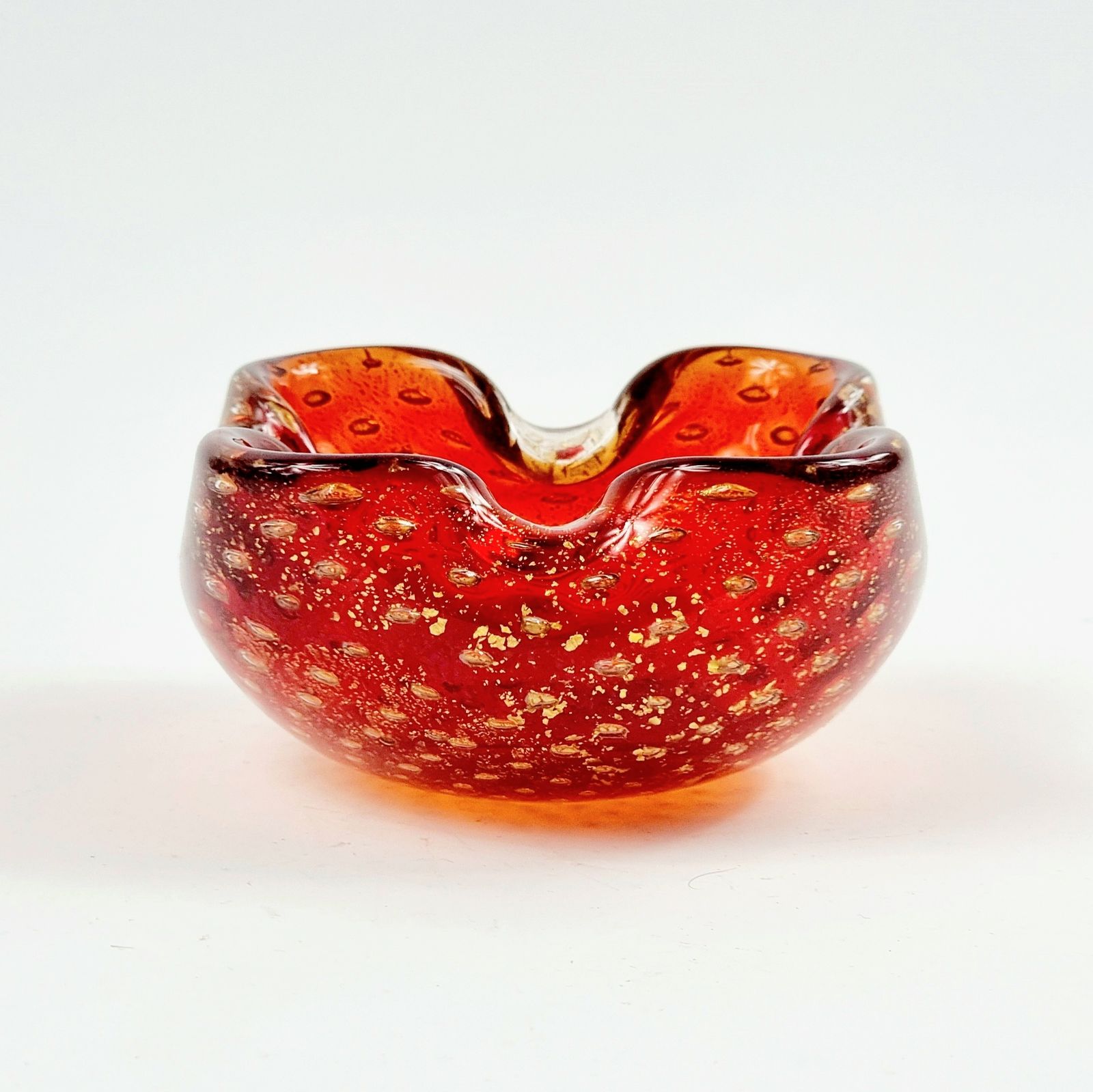 Mid Century Murano Glass Catchall Or Ashtray With Gold Dust & Air Bubbles From Barovier & Toso, Italy, 1960s photo for sale