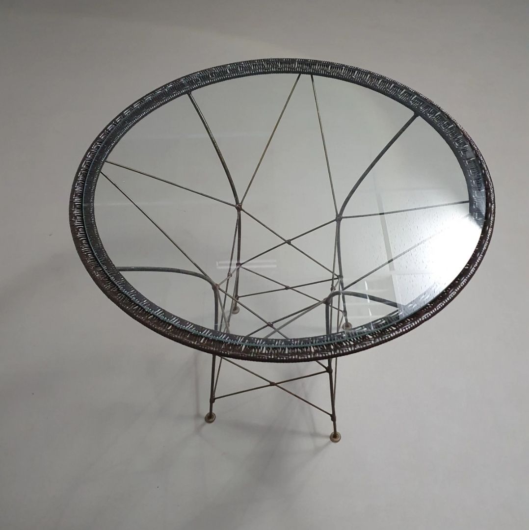 Beautiful Dining Set Designed By Yuzuru Yamakawa. The Chairs And Table Are Made Of Wiredmetal With Woven Rattan. photo 1800.0