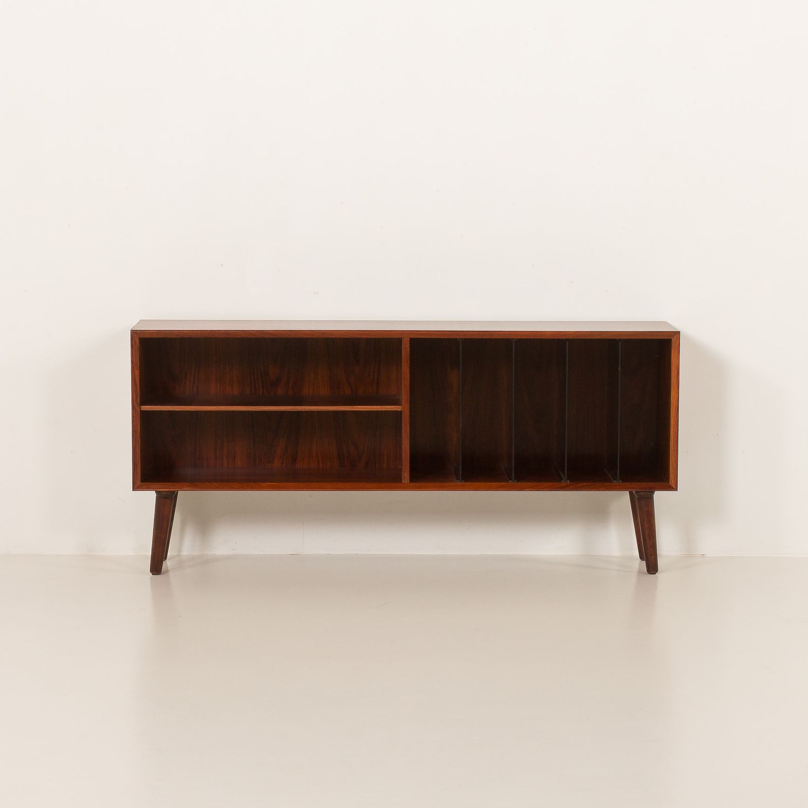 Scandinavian Rosewood Sideboard, Vintage Vinyl Records Cabinet, Denmark 1970s. photo Furniture