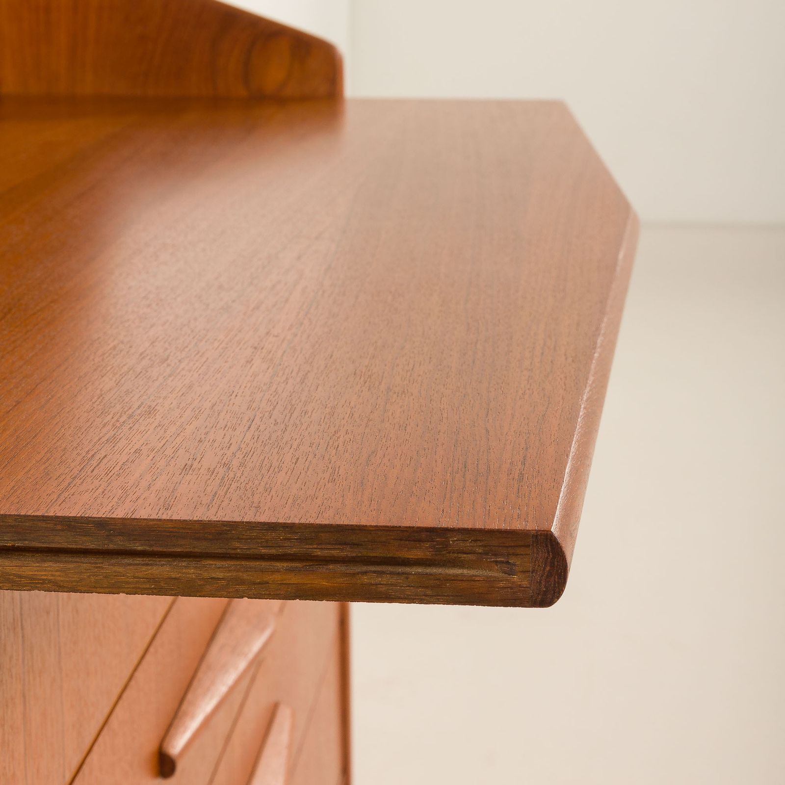 Furniture Danish Teak Mid Century Modern Secretaire Cabinet With A Desk And Vanity, 1960s photo