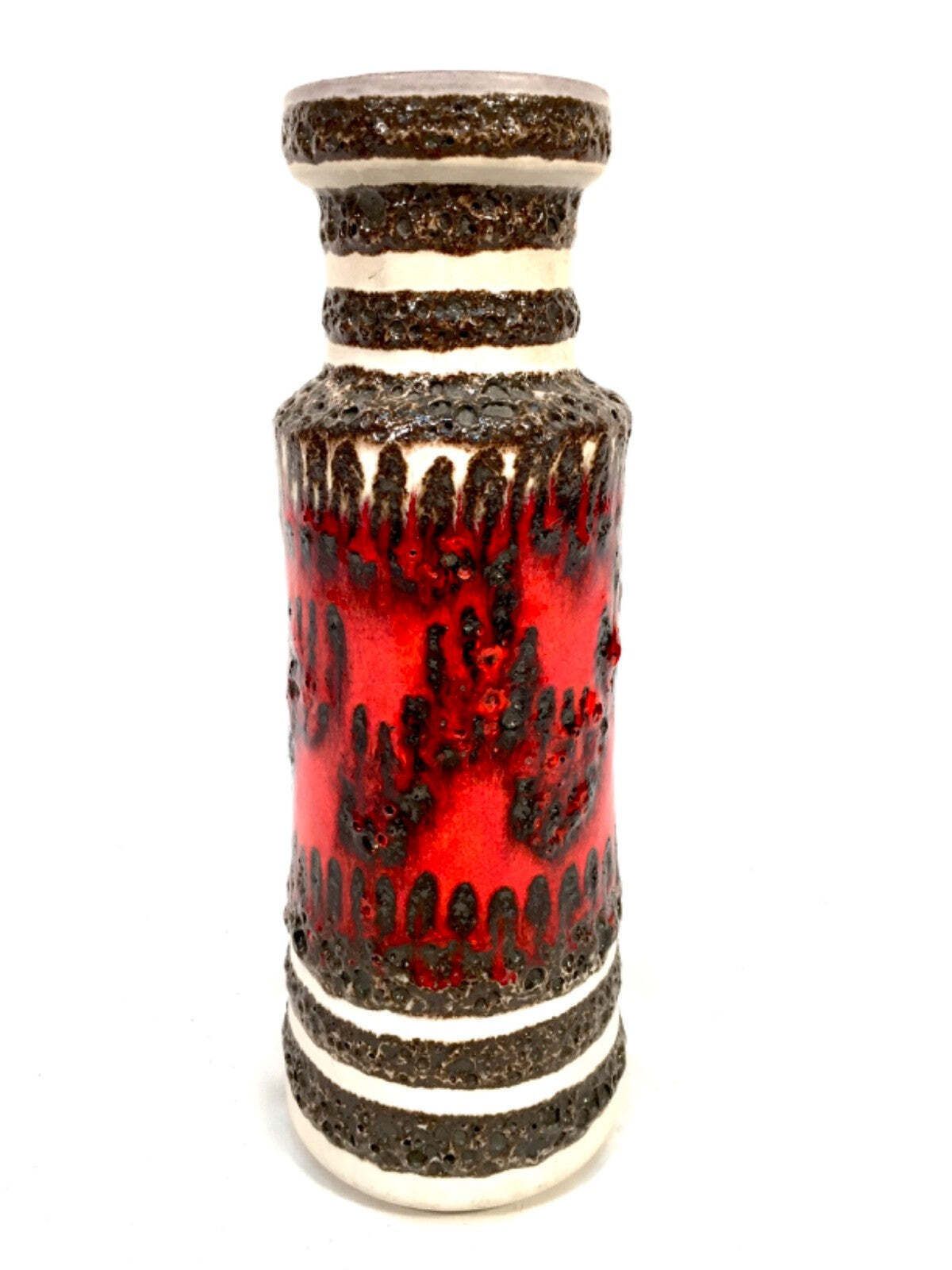 Vintage West German Pottery Scheurich Lava Red / Black Vase Retro 1970s photo 99.0