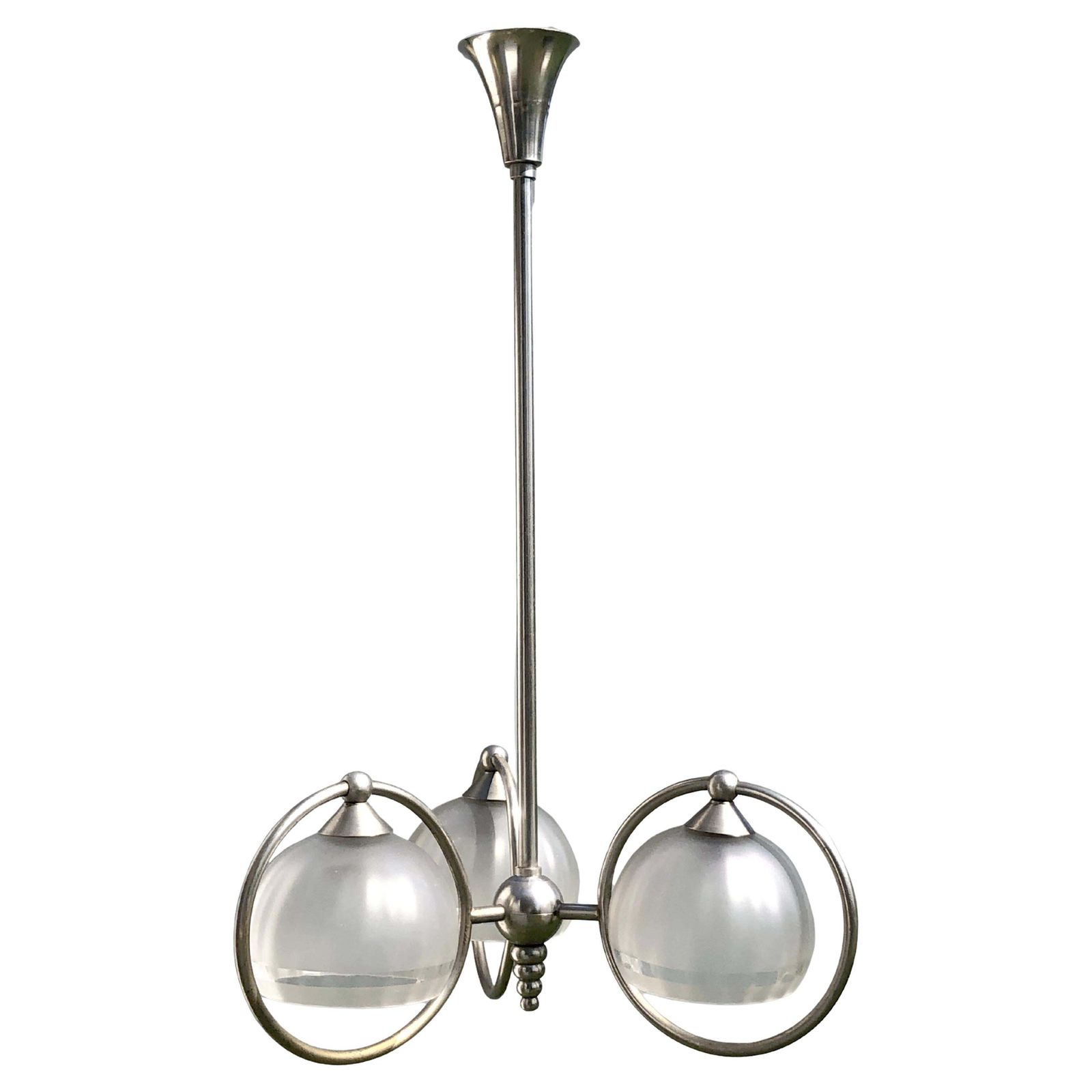 Art Deco Modernist Bauhaus Ceiling Light, In The Style Of Adnet France 1930