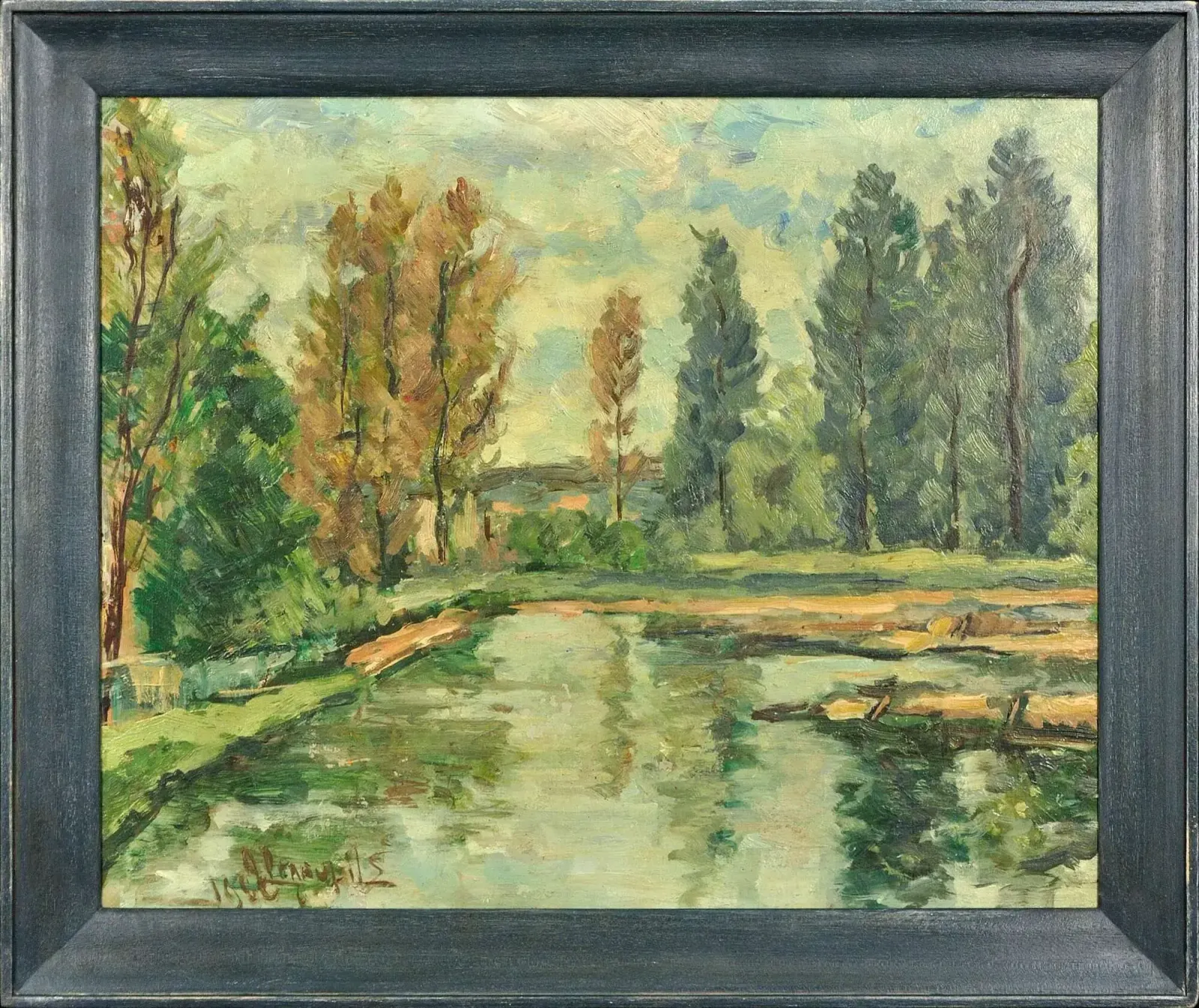 Henri Joseph Pauwels 1903 To 1983. Belgian. Paysage Arboré. Wooded Landscape. Framed Provincial Oil Painting. Flanders Artist.